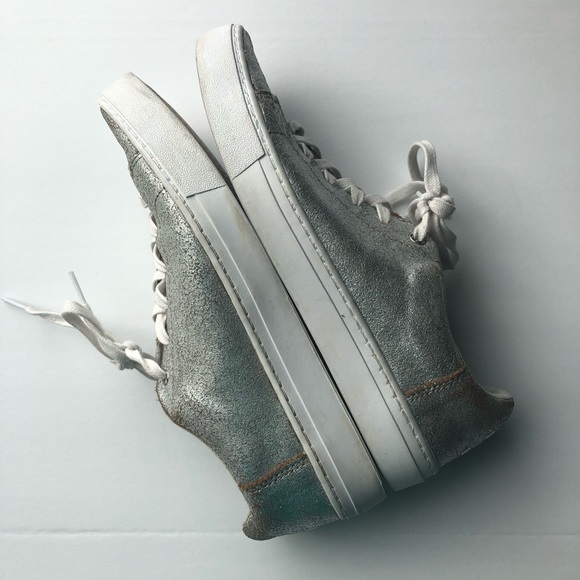 TOMS Lenox Silver Metallic Leather Lace Up Sneaker - Picture 4 of 8